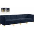Pemberly Row Modern / Contemporary Navy Velvet Finish Modular Sofa