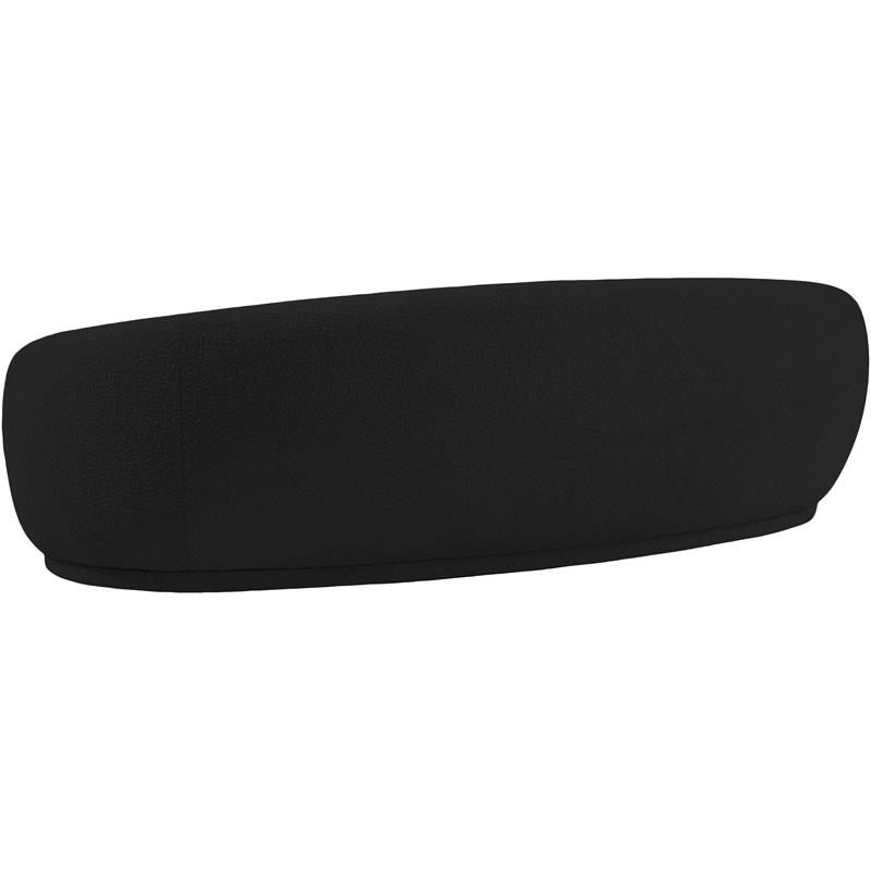 Pemberly Row Contemporary Boucle Fabric Sofa With Rounded Back in Black