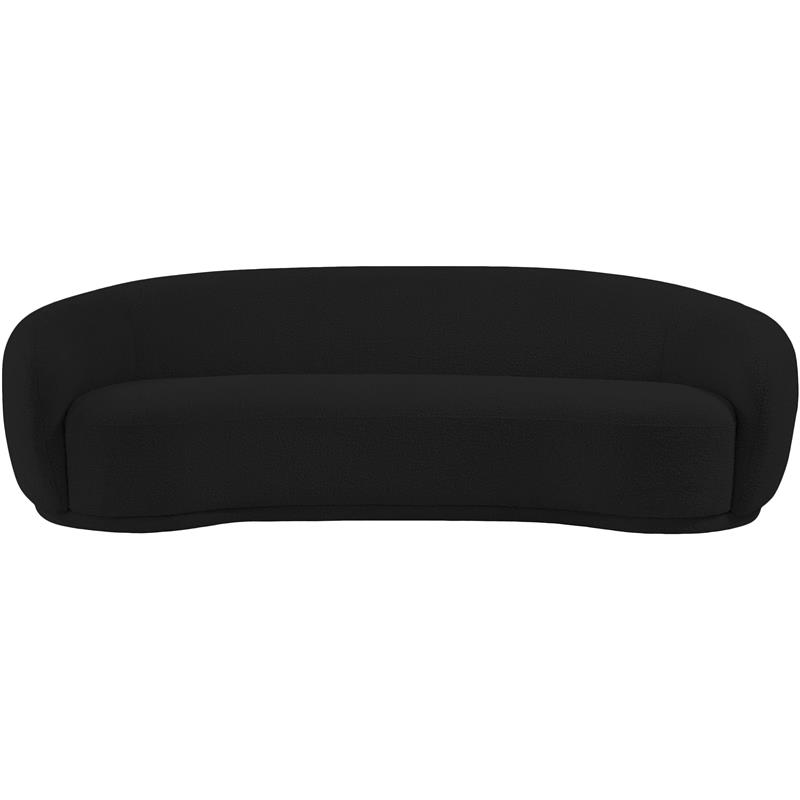 Pemberly Row Contemporary Boucle Fabric Sofa With Rounded Back in Black