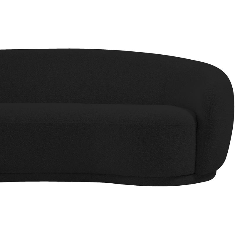 Pemberly Row Contemporary Boucle Fabric Sofa With Rounded Back in Black