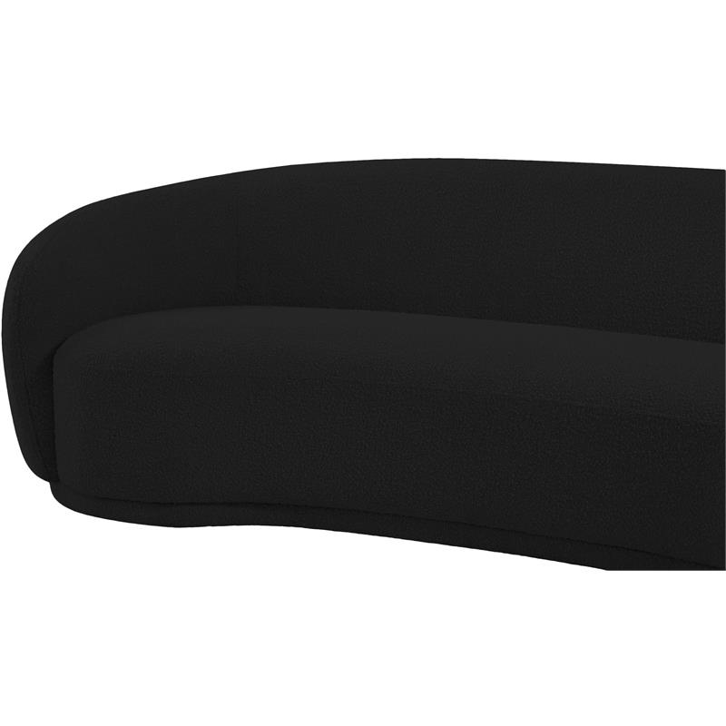 Pemberly Row Contemporary Boucle Fabric Sofa With Rounded Back in Black
