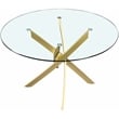 Pemberly Row Contemporary Glass Dining Table in Brushed Gold