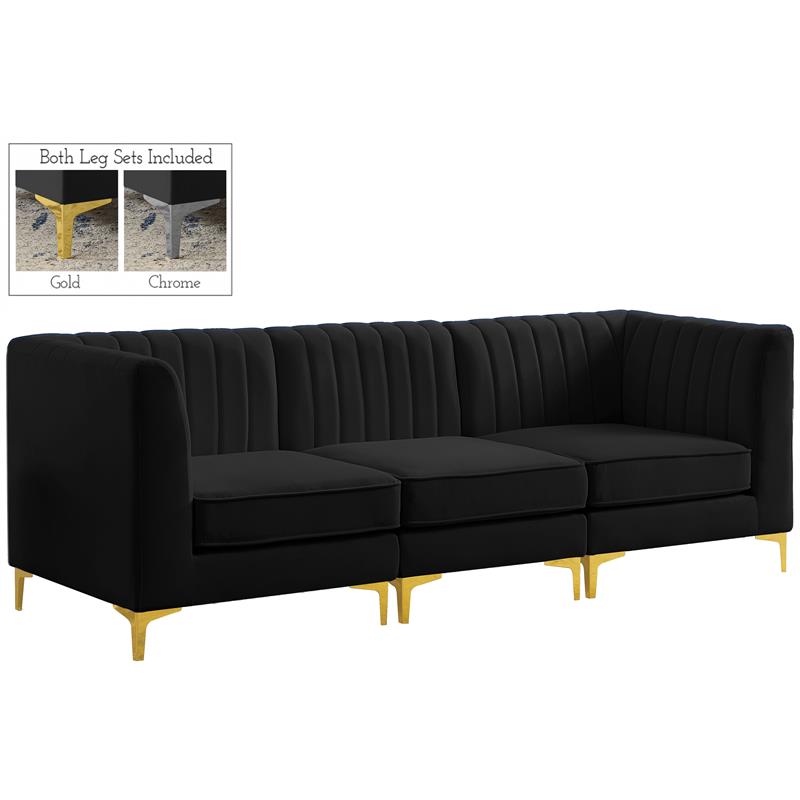 Pemberly Row Modern / Contemporary Black Velvet Modular Sofa