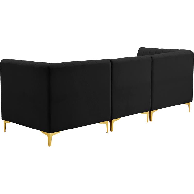 Pemberly Row Modern / Contemporary Black Velvet Modular Sofa