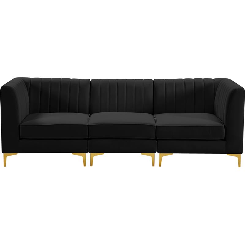 Pemberly Row Modern / Contemporary Black Velvet Modular Sofa