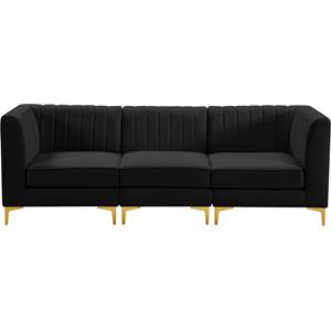 Pemberly Row Modern / Contemporary Black Velvet Modular Sofa