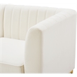 Pemberly Row Contemporary Velvet Modular Sofa with Deep Channel Tufting in Cream