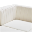 Pemberly Row Contemporary Velvet Modular Sofa with Deep Channel Tufting in Cream