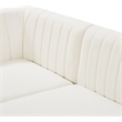 Pemberly Row Contemporary Velvet Modular Sofa with Deep Channel Tufting in Cream