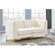 Pemberly Row Contemporary Velvet Modular Sofa with Deep Channel Tufting in Cream