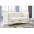 Pemberly Row Contemporary Velvet Modular Sofa with Deep Channel Tufting in Cream