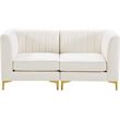 Pemberly Row Contemporary Velvet Modular Sofa with Deep Channel Tufting in Cream