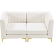 Pemberly Row Contemporary Velvet Modular Sofa with Deep Channel Tufting in Cream
