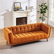 Pemberly Row Rectangular Tufted Back Velvet Upholstered Sofa in Orange