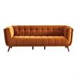 Pemberly Row Rectangular Tufted Back Velvet Upholstered Sofa in Orange