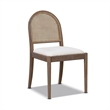 Pemberly Row Curved Cane Rattan Side Dining Chair Set of 2 Ivory White Boucle