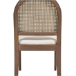 Pemberly Row Curved Cane Rattan Side Dining Chair Set of 2 Ivory White Boucle