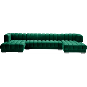 Pemberly Row 3-Piece Contemporary Velvet Sectional in Soft Green
