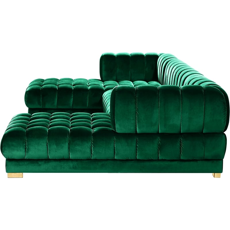 Pemberly Row 3-Piece Contemporary Velvet Sectional in Soft Green