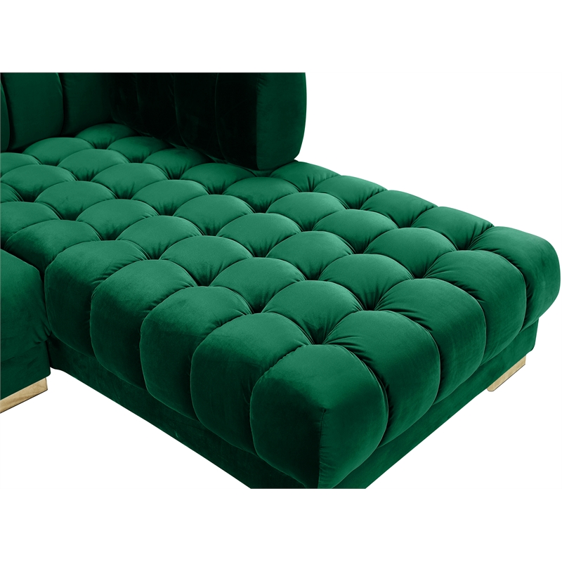 Pemberly Row 3-Piece Contemporary Velvet Sectional in Soft Green