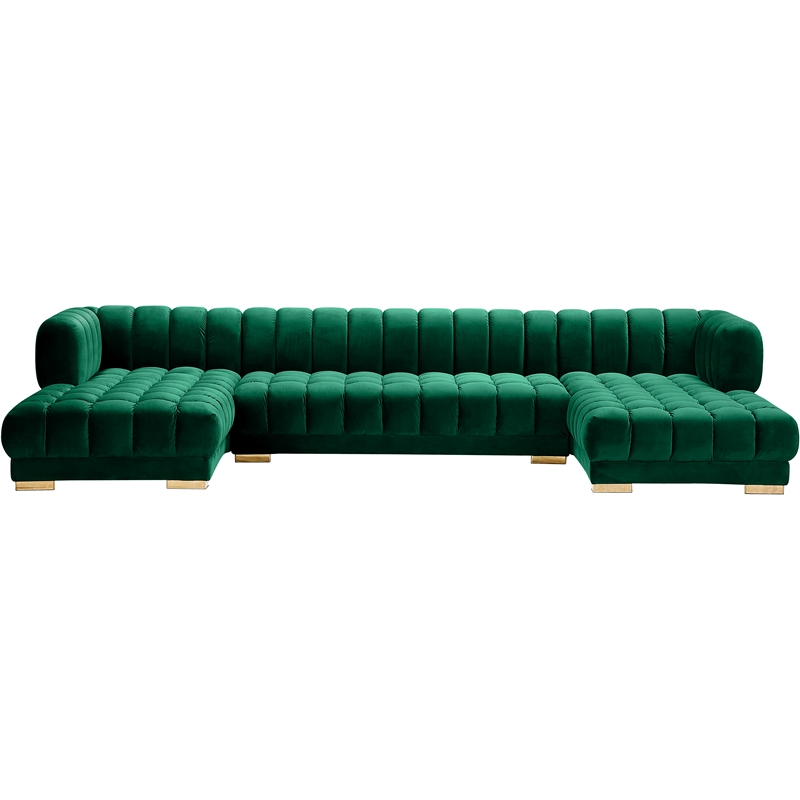 Pemberly Row 3-Piece Contemporary Velvet Sectional in Soft Green