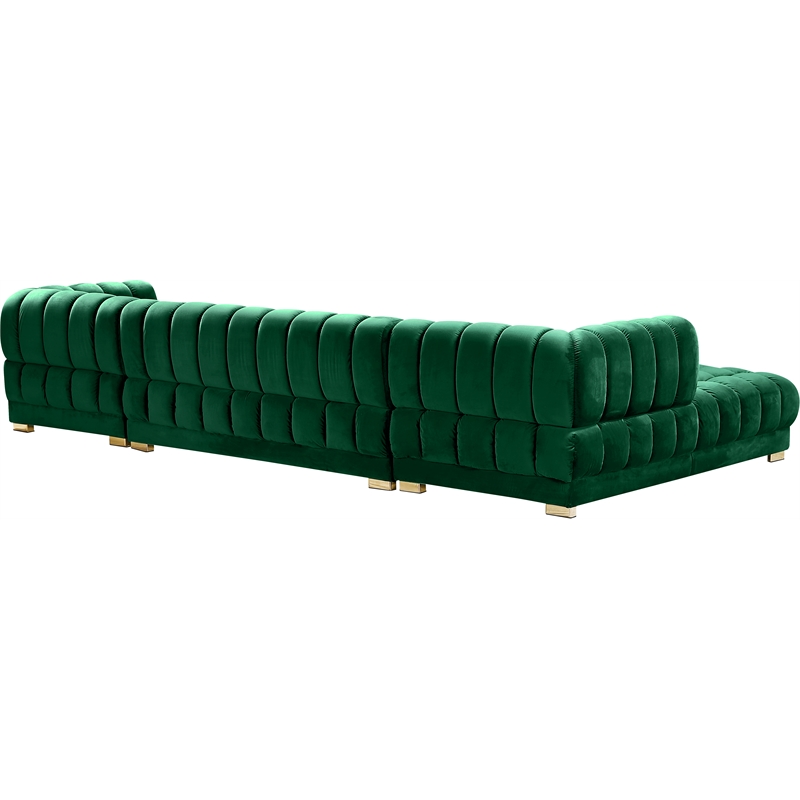 Pemberly Row 3-Piece Contemporary Velvet Sectional in Soft Green