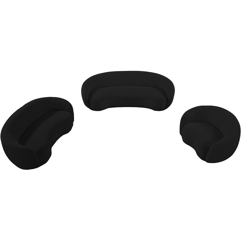 Pemberly Row Contemporary Boucle Fabric Loveseat With Rounded Back in Black