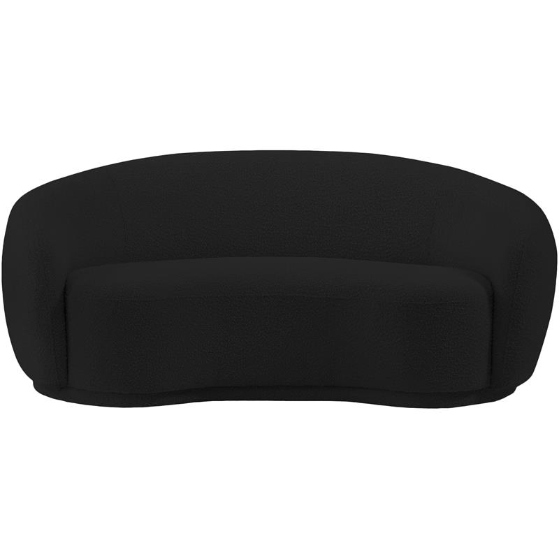 Pemberly Row Contemporary Boucle Fabric Loveseat With Rounded Back in Black