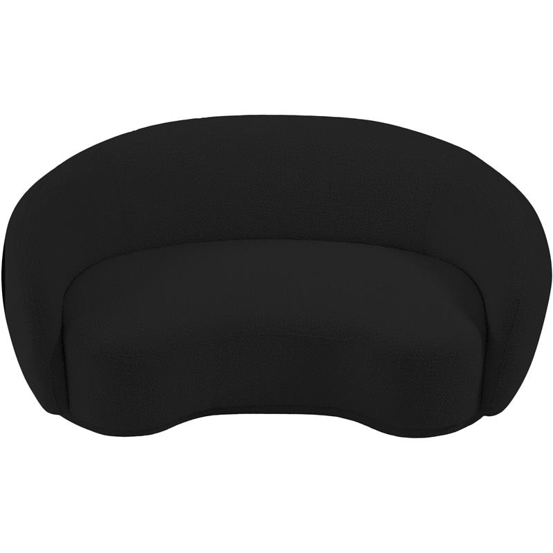 Pemberly Row Contemporary Boucle Fabric Loveseat With Rounded Back in Black