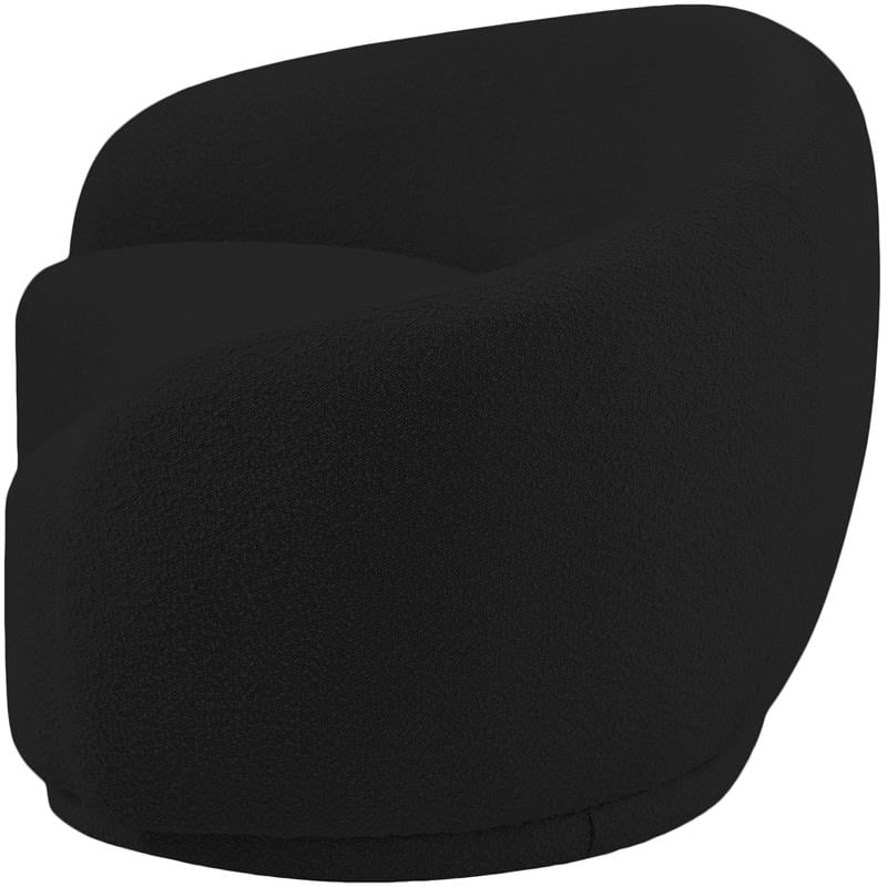 Pemberly Row Contemporary Boucle Fabric Loveseat With Rounded Back in Black