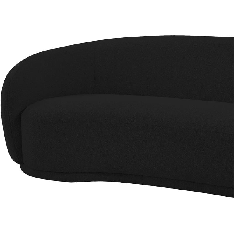 Pemberly Row Contemporary Boucle Fabric Loveseat With Rounded Back in Black