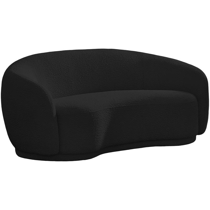Pemberly Row Contemporary Boucle Fabric Loveseat With Rounded Back in Black