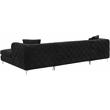 Pemberly Row Modern / Contemporary 3pc Velvet Sectional in Black