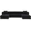 Pemberly Row Modern / Contemporary 3pc Velvet Sectional in Black
