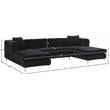Pemberly Row Modern / Contemporary 3pc Velvet Sectional in Black