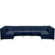 Pemberly Row Contemporary Velvet Modular Sectional in Soft Navy