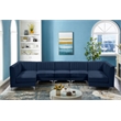 Pemberly Row Contemporary Velvet Modular Sectional in Soft Navy