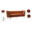 Pemberly Row Modern / Contemporary Cognac Velvet Sofa in Mahogany