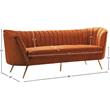Pemberly Row Modern / Contemporary Cognac Velvet Sofa in Mahogany