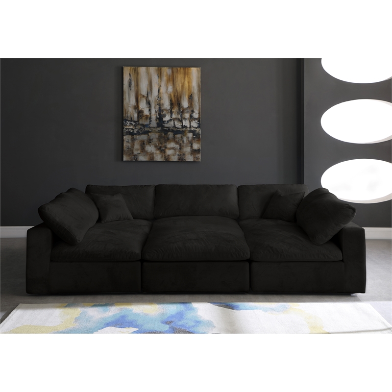 Pemberly Row Modern / Contemporary Black Velvet Modular Sectional