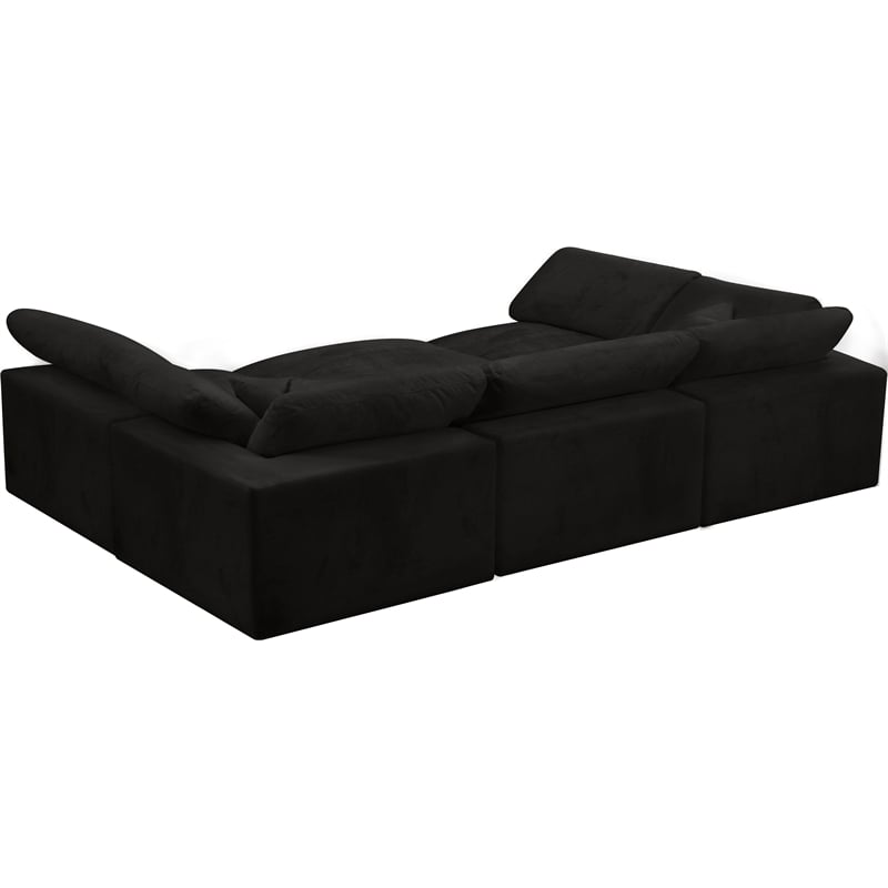 Pemberly Row Modern / Contemporary Black Velvet Modular Sectional