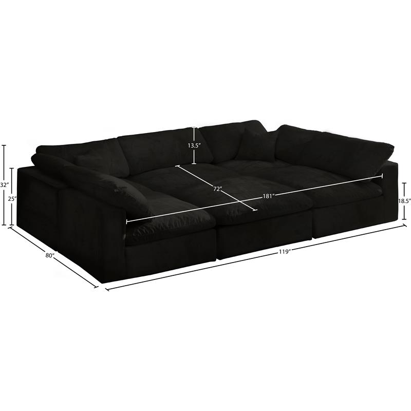 Pemberly Row Modern / Contemporary Black Velvet Modular Sectional