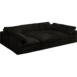Pemberly Row Modern / Contemporary Black Velvet Modular Sectional