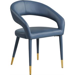 Pemberly Row 19.29&quot Contemporary Faux Leather Dining Chair in Navy