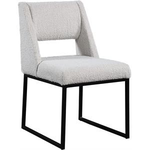Pemberly Row 33&quot Contemporary Fabric Dining Chair in Rich Cream/Matte Black