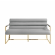 Pemberly Row Modern / Contemporary Leather Settee Loveseat Gray/Gold