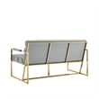 Pemberly Row Modern / Contemporary Leather Settee Loveseat Gray/Gold