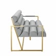 Pemberly Row Modern / Contemporary Leather Settee Loveseat Gray/Gold