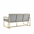 Pemberly Row Modern / Contemporary Leather Settee Loveseat Gray/Gold