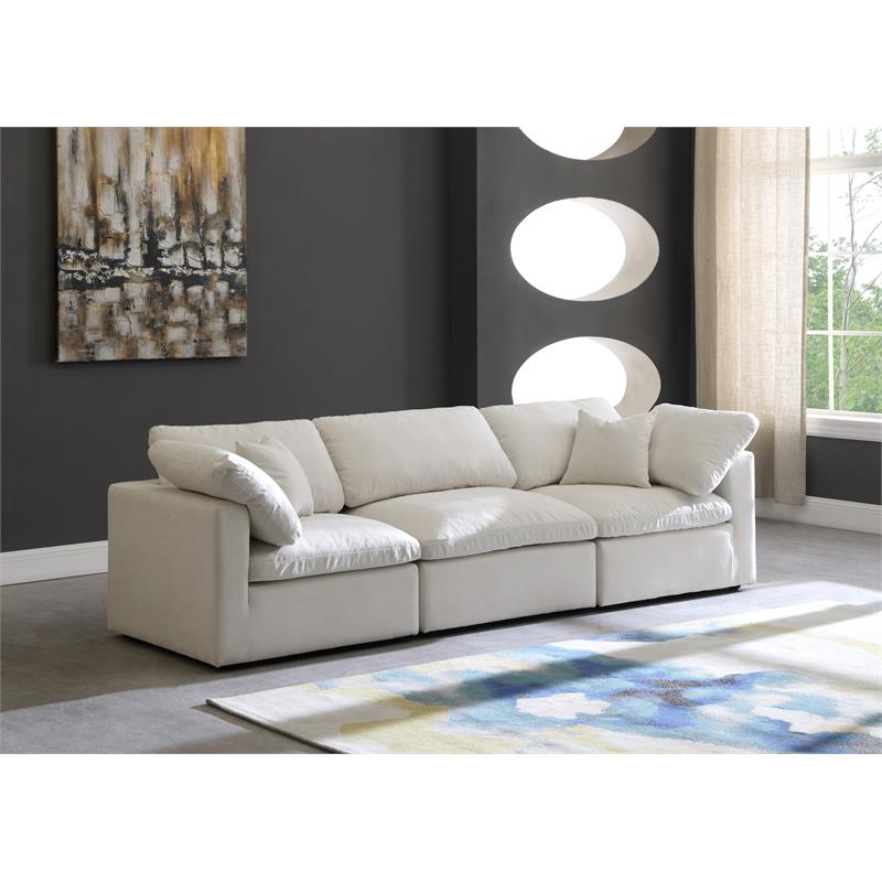 Pemberly Row Modern / Contemporary Standard Cream Velvet Modular Sofa